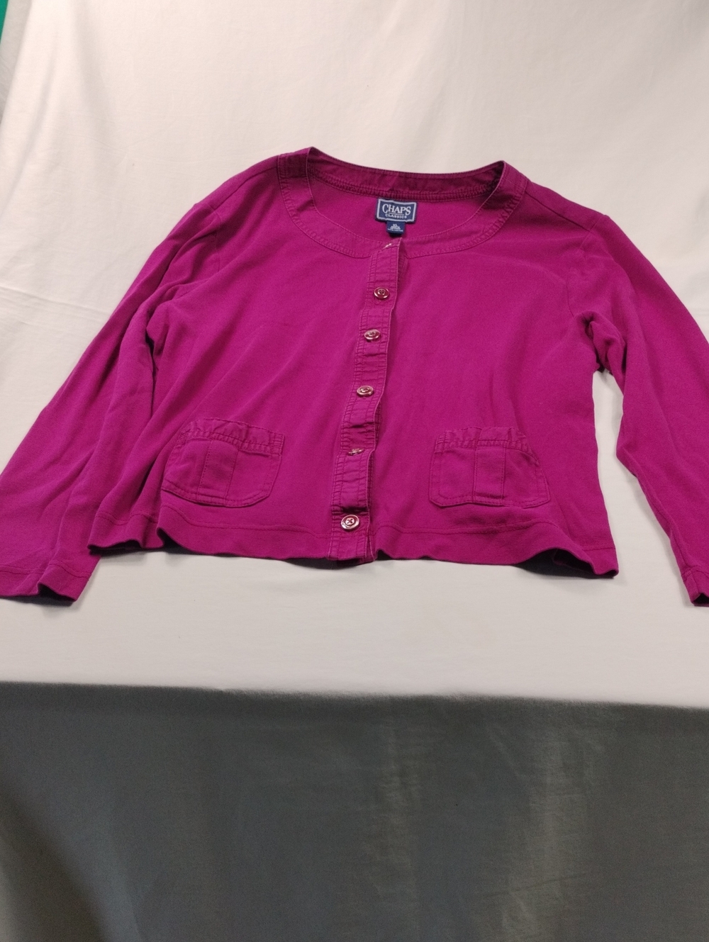 Chaps Classics Medium Fuchsia Button-Front Cardigan Size XL #33